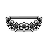 Elegant Floral Frame Silhouette, Black and White, Decorative Element vector