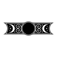 Elegant Celestial Banner Moons, Stars, and Swirls in Black White vector