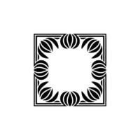 Geometric Floral Frame Decorative Square in Black and White vector