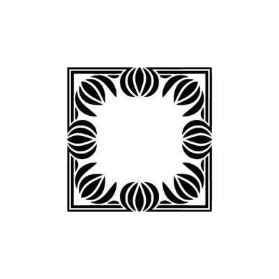 Geometric Floral Frame Decorative Square in Black and White