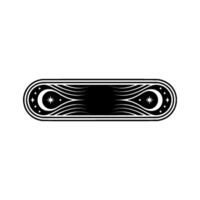 Elegant Celestial Banner Moon, Stars, and Waves, Monochrome Illustration vector