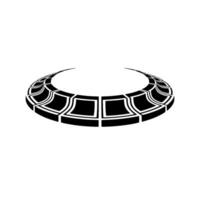 Geometric Black Circle Segment, Abstract on White vector