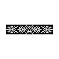 Elegant Floral Border Rose and Leaf Pattern in Black and White vector
