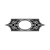 Ornamental Black and White Emblem with Oval Center - Minimalist vector