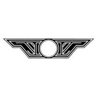 Art Deco Winged Emblem on White, Geometric vector