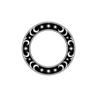 Celestial Circle Frame with Stars and Moons - Minimalist vector