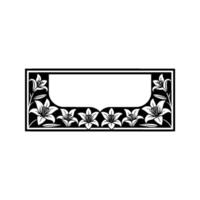 Elegant Lily Frame , Black and White Floral Border for Text vector