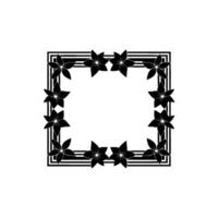 Black Floral Square Frame, Geometric Floral vector