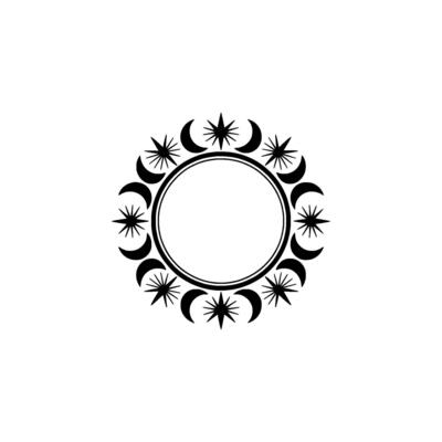 Celestial Circle Frame Moon and Star on Light Background