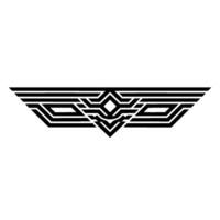 Geometric Wing Emblem, Black Lines on White Background vector