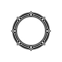 Geometric Circular Frame, Black and Gray Element on White Background vector