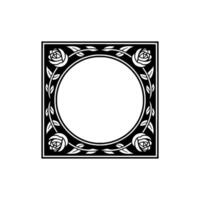 Elegant Black White Rose Frame for Templates vector