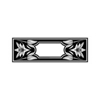 Elegant Floral Rectangular Frame, Art Nouveau , Black White vector