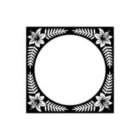 Floral Frame with Circle Space Black White Tropical vector