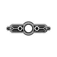 Steampunk Emblem Geometric Cogwheel in Monochrome vector