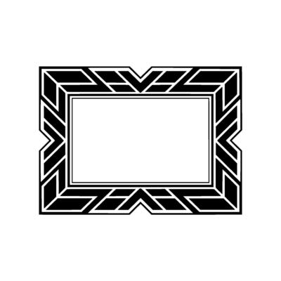 Art Deco Frame Illustration, Black and White Geometric , Blank Space for Text