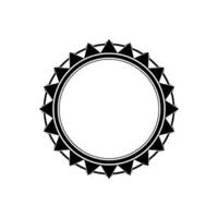 Geometric Black Circle with Starbursts on White Background vector