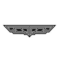 Geometric Wing , Art Deco Style, Black on White Background vector