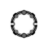 Art Deco Ring Frame Minimalist Black Silver Circular vector