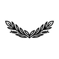 Minimalist Black Botanical Crest on White Background, Clean vector