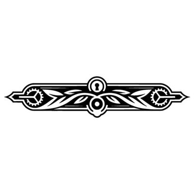 Ornamental Keyhole, Gears, Floral Elements - Decorative Border