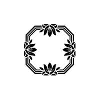 Elegant Floral Frame, Minimalist Black on White vector