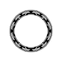 Geometric Circle Frame - Tribal Ornament in Black on White vector