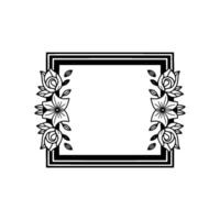 Floral Frame, Black and White Border, Simple , Invitation Element vector