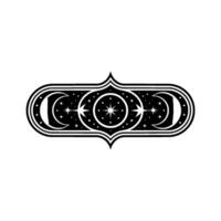 Celestial Geometric Crescent Moons, Stars, and Compass vector
