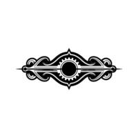 Ornate Mechanical Emblem Black White Steampunk Element vector