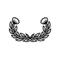 Elegant Floral Laurel Wreath , Black Outline on Gradient Background vector