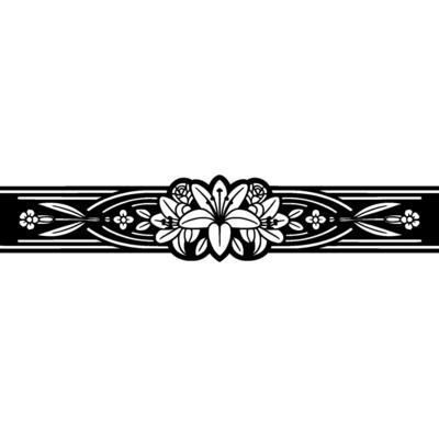 Black and White Floral Border Art Deco Element