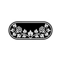 Floral Oval Frame Black and White Rose Ornament, Elegant vector
