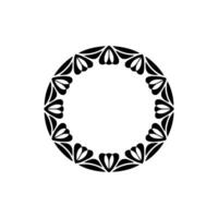 Minimalist Black Floral Circle on Cream Background vector