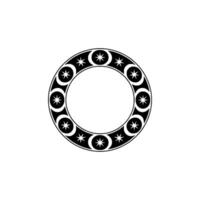 Celestial Crescent Circle Decorative Black and White vector