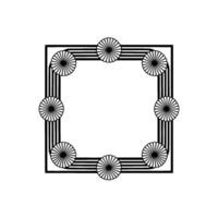 Geometric Floral Frame Elegant Black White Element vector