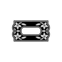 Ornate Floral Frame in Black and White, Illustration vector
