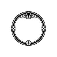 Art Deco Keyhole Circle Frame, Vintage Illustration vector