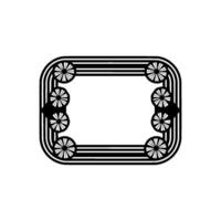 Geometric Black White Frame with Floral Accents on White Background vector