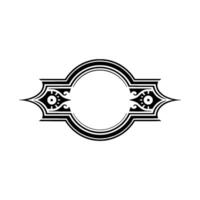 Tribal Ornament Frame with Decorative Geometric Elements, Black and White vector