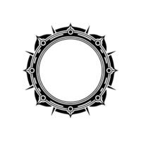 Geometric Circle Frame in Black and Silver on White Background vector