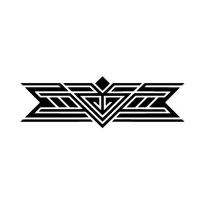 Geometric Art Deco Emblem on White, Black White Abstract