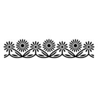 Daisy Border, Black and White Floral Pattern, Simple Element vector