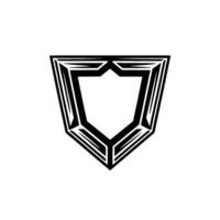 Abstract Shield Geometric Black White vector