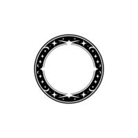 Celestial Circle Frame Minimalist Black and White Ornament vector