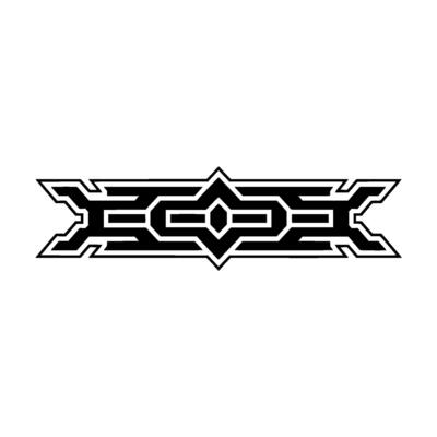 Geometric Symmetry Black and Silver Abstract Element on White