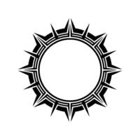 Abstract Geometric Sunburst Circle Emblem in Monochrome vector