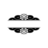 Elegant Floral Frame Lotus and Water Lilies in Black and White vector