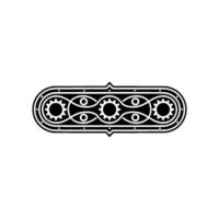 Abstract Mechanical Element, Geometric Gears and Eyes, Black and White vector