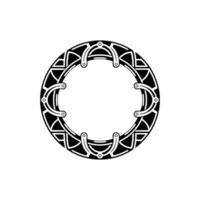 Geometric Circle Frame - Black and White Minimalist with Repeating Pattern Elements vector